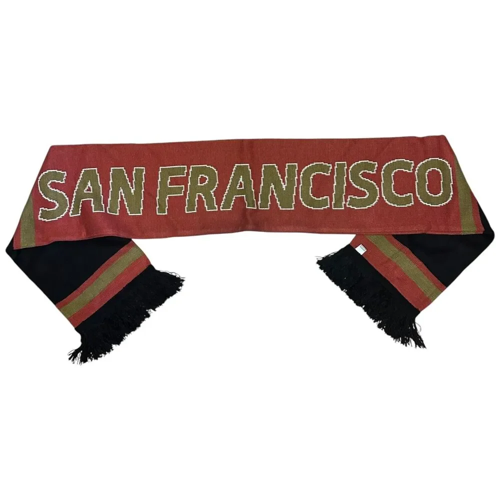 San Francisco City Scarf Red Gold‎ Striped NWT Unisex Travelcore Scarf Wrap